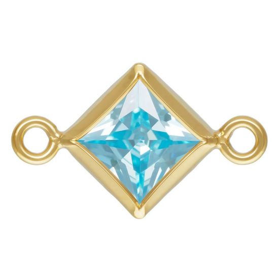 Wholesale 14K Gold Filled Fancy Tiny Diamond Shaped Birthstone Bezel Connectors - AAA CZ Stones - 4mm (sold per piece)