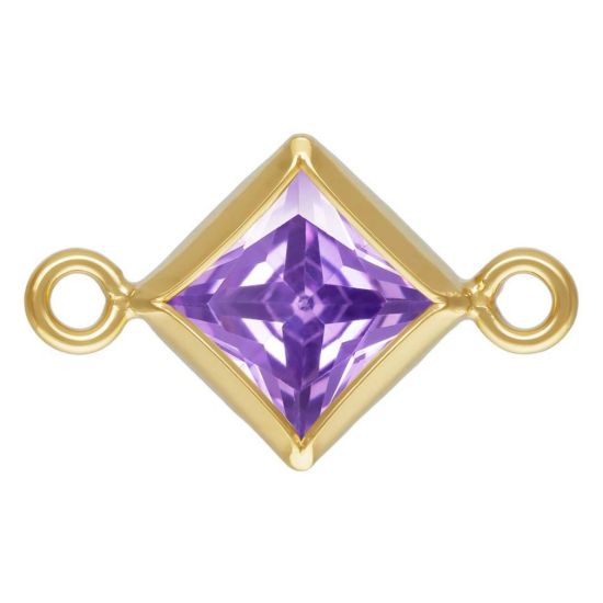 Wholesale 14K Gold Filled Fancy Tiny Diamond Shaped Birthstone Bezel Connectors - AAA CZ Stones - 4mm (sold per piece)