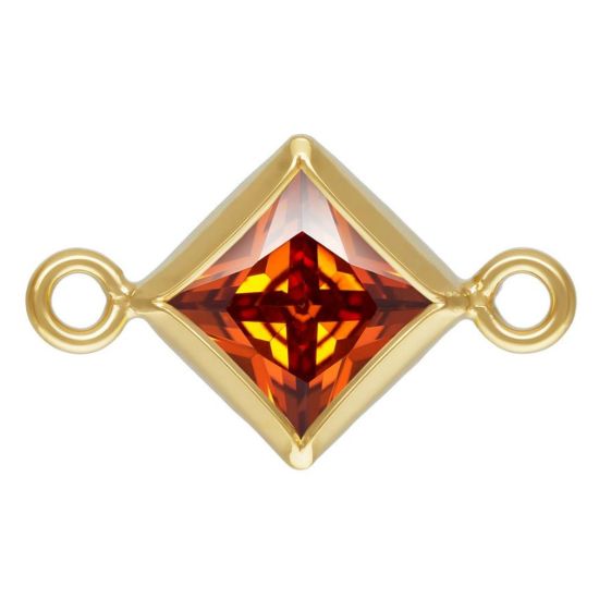 Wholesale 14K Gold Filled Fancy Tiny Diamond Shaped Birthstone Bezel Connectors - AAA CZ Stones - 4mm (sold per piece)