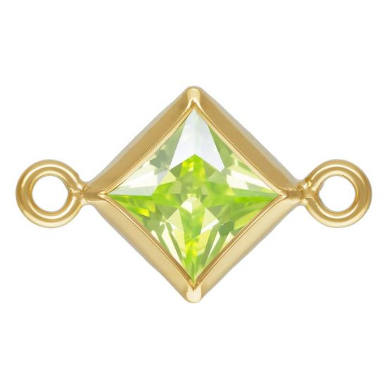 Wholesale 14K Gold Filled Fancy Tiny Diamond Shaped Birthstone Bezel Connectors - AAA CZ Stones - 4mm (sold per piece)