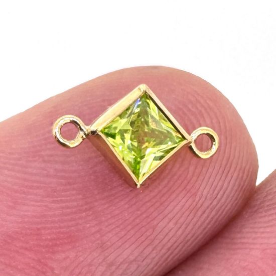 Wholesale 14K Gold Filled Fancy Tiny Diamond Shaped Birthstone Bezel Connectors - AAA CZ Stones - 4mm (sold per piece)