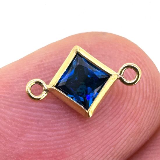 Wholesale 14K Gold Filled Fancy Tiny Diamond Shaped Birthstone Bezel Connectors - AAA CZ Stones - 4mm (sold per piece)