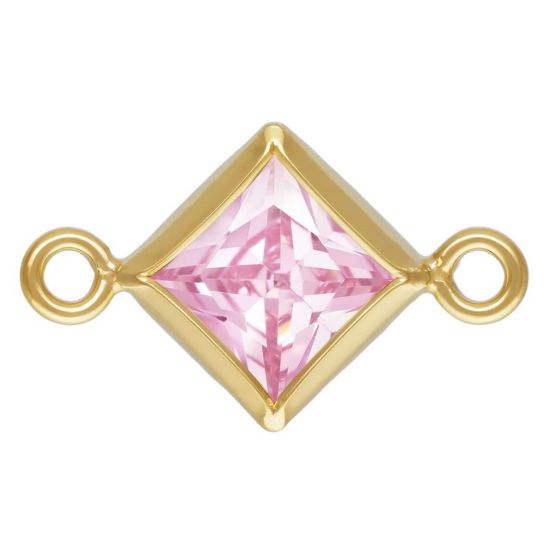 Wholesale 14K Gold Filled Fancy Tiny Diamond Shaped Birthstone Bezel Connectors - AAA CZ Stones - 4mm (sold per piece)