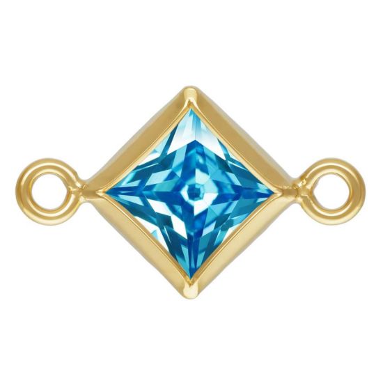 Wholesale 14K Gold Filled Fancy Tiny Diamond Shaped Birthstone Bezel Connectors - AAA CZ Stones - 4mm (sold per piece)