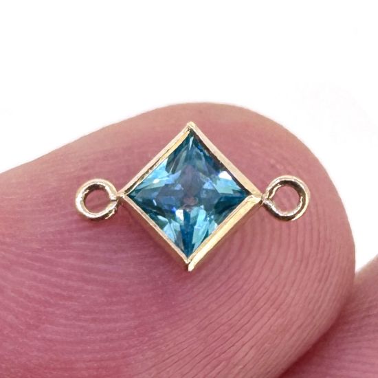 Wholesale 14K Gold Filled Fancy Tiny Diamond Shaped Birthstone Bezel Connectors - AAA CZ Stones - 4mm (sold per piece)
