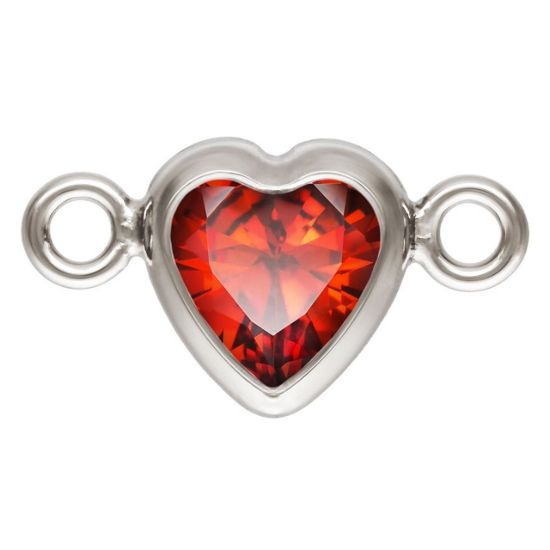 Wholesale 925 Sterling Silver Fancy Tiny Heart Shaped Birthstone Bezel Connectors - AAA CZ Stones - 4mm (sold per piece)