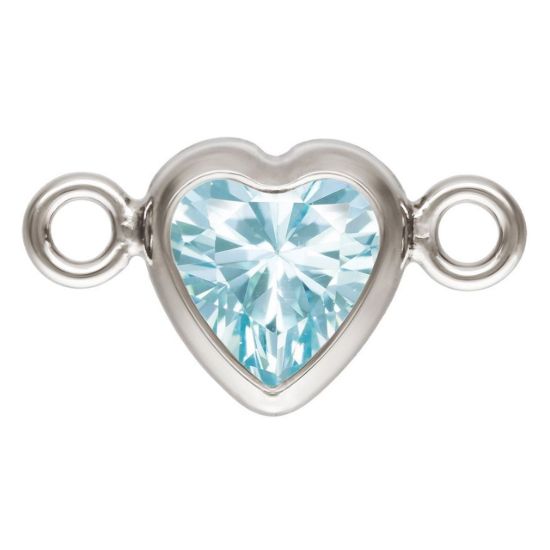 Wholesale 925 Sterling Silver Fancy Tiny Heart Shaped Birthstone Bezel Connectors - AAA CZ Stones - 4mm (sold per piece)