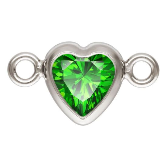 Wholesale 925 Sterling Silver Fancy Tiny Heart Shaped Birthstone Bezel Connectors - AAA CZ Stones - 4mm (sold per piece)