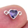 Wholesale 925 Sterling Silver Fancy Tiny Heart Shaped Birthstone Bezel Connectors - AAA CZ Stones - 4mm (sold per piece) 