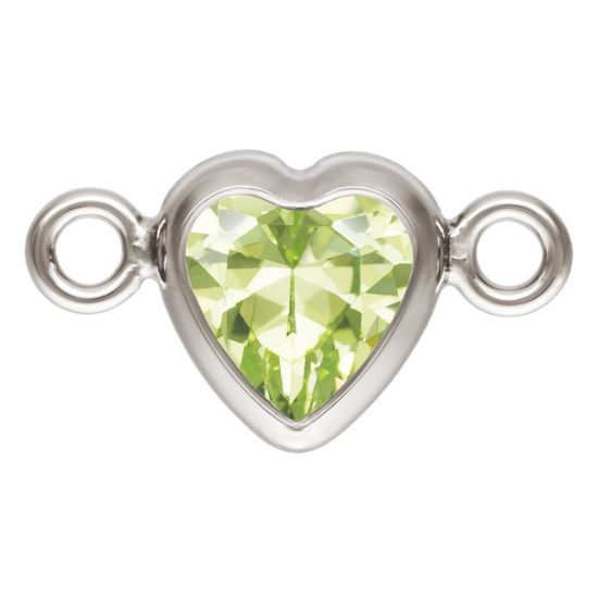 Wholesale 925 Sterling Silver Fancy Tiny Heart Shaped Birthstone Bezel Connectors - AAA CZ Stones - 4mm (sold per piece)