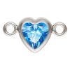 Wholesale 925 Sterling Silver Fancy Tiny Heart Shaped Birthstone Bezel Connectors - AAA CZ Stones - 4mm (sold per piece) 