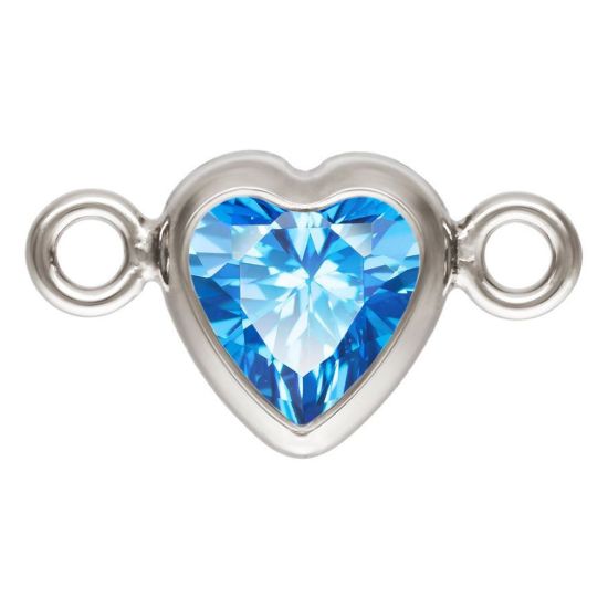 Wholesale 925 Sterling Silver Fancy Tiny Heart Shaped Birthstone Bezel Connectors - AAA CZ Stones - 4mm (sold per piece)