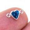 Wholesale 925 Sterling Silver Fancy Tiny Heart Shaped Birthstone Bezel Connectors - AAA CZ Stones - 4mm (sold per piece) 