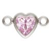 Wholesale 925 Sterling Silver Fancy Tiny Heart Shaped Birthstone Bezel Connectors - AAA CZ Stones - 4mm (sold per piece) 