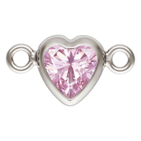 Wholesale 925 Sterling Silver Fancy Tiny Heart Shaped Birthstone Bezel Connectors - AAA CZ Stones - 4mm (sold per piece)