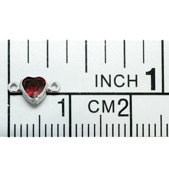Wholesale 925 Sterling Silver Fancy Tiny Heart Shaped Birthstone Bezel Connectors - AAA CZ Stones - 4mm (sold per piece)