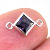 Wholesale 925 Sterling Silver Fancy Tiny Diamond Shaped Birthstone Bezel Connectors - AAA CZ Stones - 4mm (sold per piece)