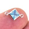 Wholesale 925 Sterling Silver Fancy Tiny Diamond Shaped Birthstone Bezel Connectors - AAA CZ Stones - 4mm (sold per piece)