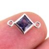 Wholesale 925 Sterling Silver Fancy Tiny Diamond Shaped Birthstone Bezel Connectors - AAA CZ Stones - 4mm (sold per piece)
