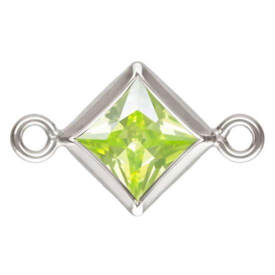 Wholesale 925 Sterling Silver Fancy Tiny Diamond Shaped Birthstone Bezel Connectors - AAA CZ Stones - 4mm (sold per piece)