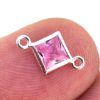 Wholesale 925 Sterling Silver Fancy Tiny Diamond Shaped Birthstone Bezel Connectors - AAA CZ Stones - 4mm (sold per piece)