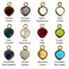 Wholesale Gold Plated Sterling Silver Bezel Charm Pendant - 10x7mm Tiny Heart Shape Birthstone Charms