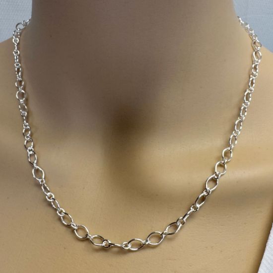 Wholesale 925 Sterling Silver Bulk 1+1 Oval Cable Chain 7mm x 5mm - (sold per foot) 