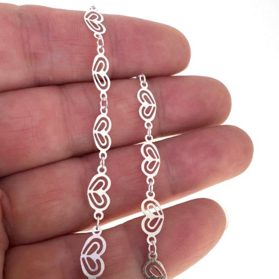 wholesale sterling silver double heart chain for jewelry making
