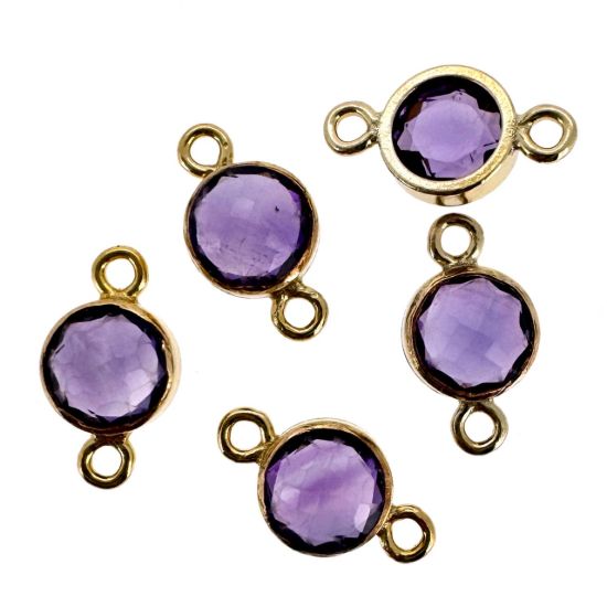 Wholesale 1/20 14k Gold Filled High End 100% Genuine Natural Gemstone Birthstone Bezel Connector-4mm