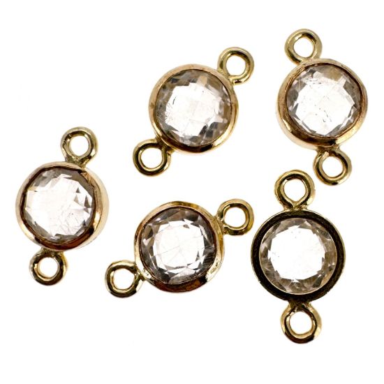 Wholesale 1/20 14k Gold Filled High End 100% Genuine Natural Gemstone Birthstone Bezel Connector-4mm