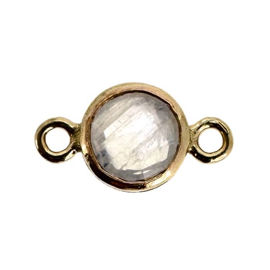 Wholesale 1/20 14k Gold Filled High End 100% Genuine Natural Gemstone Birthstone Bezel Connector-4mm