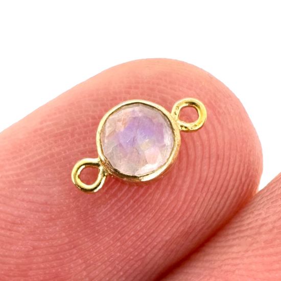 Wholesale 1/20 14k Gold Filled High End 100% Genuine Natural Gemstone Birthstone Bezel Connector-4mm