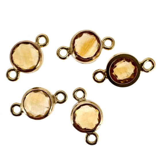 Wholesale 1/20 14k Gold Filled High End 100% Genuine Natural Gemstone Birthstone Bezel Connector-4mm