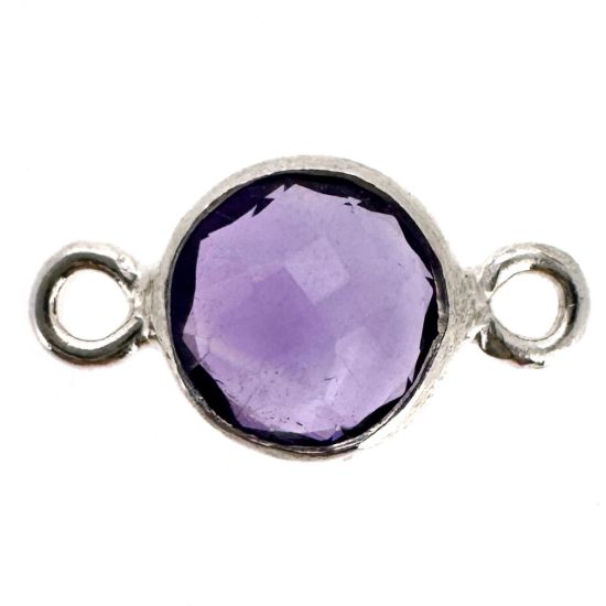 Wholesale 925 Sterling Silver High End 100% Genuine Natural Gemstone - Birthstone Bezel Connector - 4mm