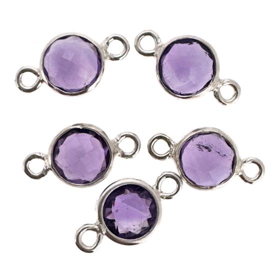 Wholesale 925 Sterling Silver High End 100% Genuine Natural Gemstone - Birthstone Bezel Connector - 4mm
