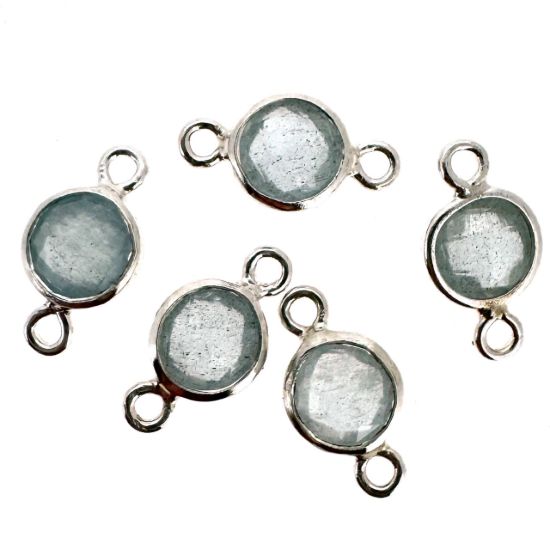 Wholesale 925 Sterling Silver High End 100% Genuine Natural Gemstone - Birthstone Bezel Connector - 4mm