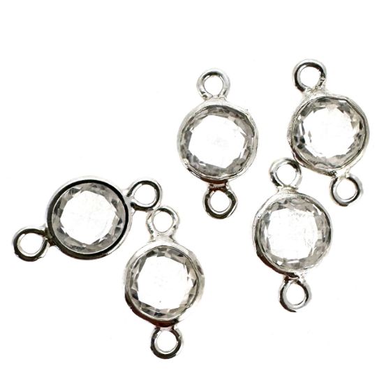 Wholesale 925 Sterling Silver High End 100% Genuine Natural Gemstone - Birthstone Bezel Connector - 4mm