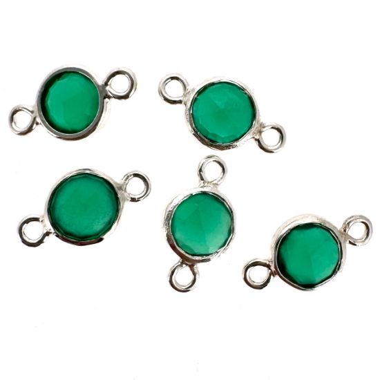 Wholesale 925 Sterling Silver High End 100% Genuine Natural Gemstone - Birthstone Bezel Connector - 4mm