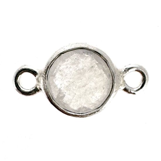 Wholesale 925 Sterling Silver High End 100% Genuine Natural Gemstone - Birthstone Bezel Connector - 4mm