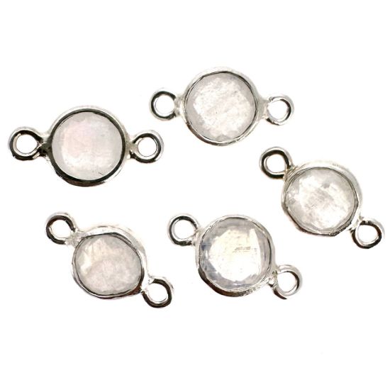 Wholesale 925 Sterling Silver High End 100% Genuine Natural Gemstone - Birthstone Bezel Connector - 4mm