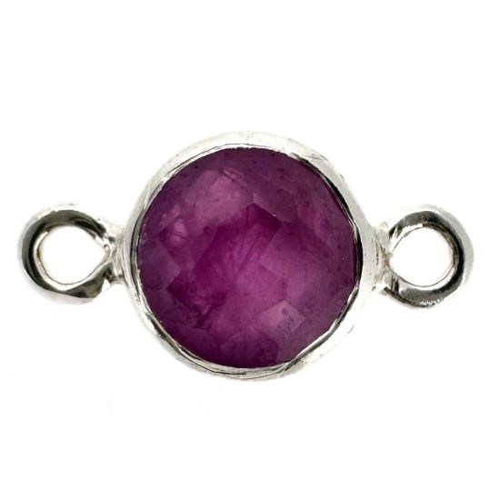 Wholesale 925 Sterling Silver High End 100% Genuine Natural Gemstone - Birthstone Bezel Connector - 4mm