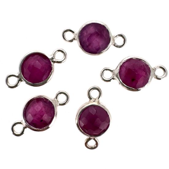 Wholesale 925 Sterling Silver High End 100% Genuine Natural Gemstone - Birthstone Bezel Connector - 4mm