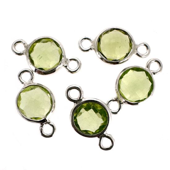 Wholesale 925 Sterling Silver High End 100% Genuine Natural Gemstone - Birthstone Bezel Connector - 4mm