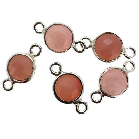 Wholesale 925 Sterling Silver High End 100% Genuine Natural Gemstone - Birthstone Bezel Connector - 4mm