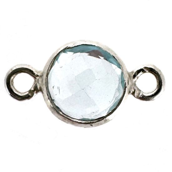 Wholesale 925 Sterling Silver High End 100% Genuine Natural Gemstone - Birthstone Bezel Connector - 4mm