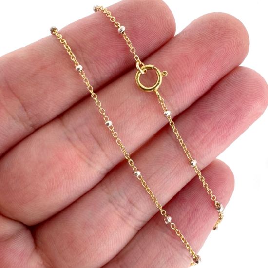 Wholesale 1/20 14K Gold Filled and Sterling Silver Two-Toned Finished Chain - 1.8mm Ball Satellite Cable Chain