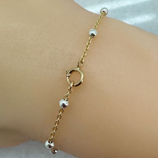Wholesale 1/20 14K Gold Filled and Sterling Silver Two-Toned Finished Chain - 3mm Ball Satellite Cable Chain