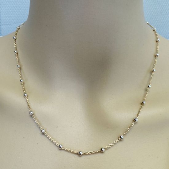 Wholesale 1/20 14K Gold Filled and Sterling Silver Two-Toned Finished Chain - 3mm Ball Satellite Cable Chain