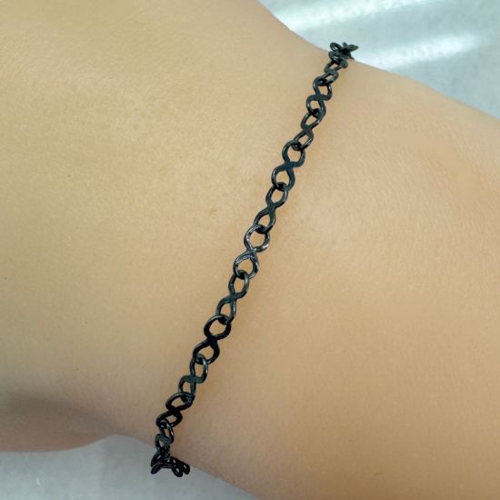 Wholesale Oxidizied 925 Sterling Silver Bulk Chain - 5.3x2.8mm Sunburst Infinity Chain (sold per foot)