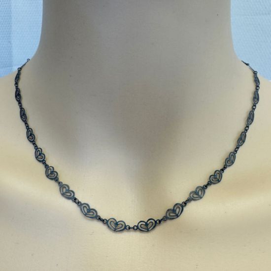 Wholesale Oxidized 925 Sterling Silver Bulk Chain -Double Heart Chain (sold per foot)